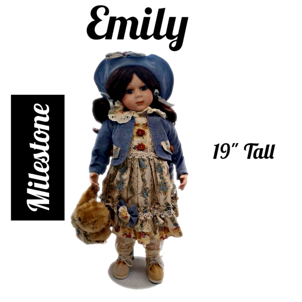 Milestone “Emily” Porcelain Doll 19” Tall w/ Stand Signed #735/960 Box